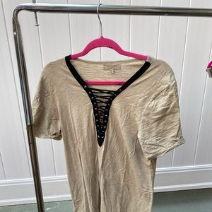 Tie neck t-shirt dress